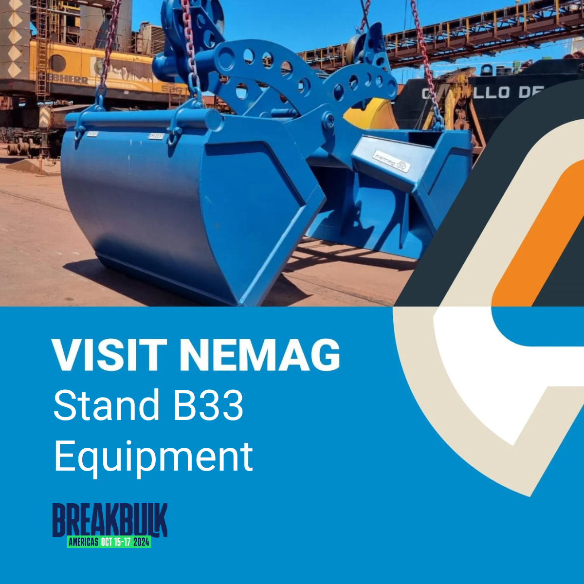 Enjoy Breakbulk Americas 2024! Bulk handling grabs Visit Stand B33